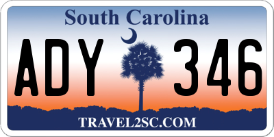 SC license plate ADY346