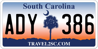 SC license plate ADY386