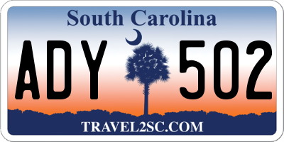 SC license plate ADY502