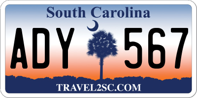 SC license plate ADY567