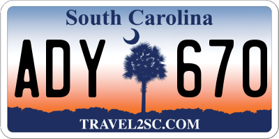SC license plate ADY670