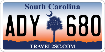 SC license plate ADY680