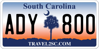SC license plate ADY800