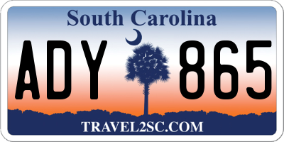 SC license plate ADY865
