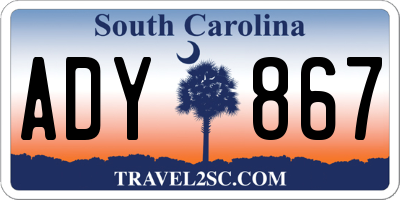 SC license plate ADY867
