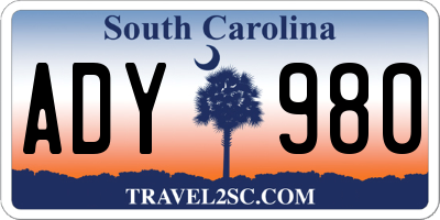 SC license plate ADY980