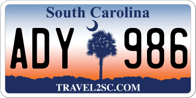 SC license plate ADY986