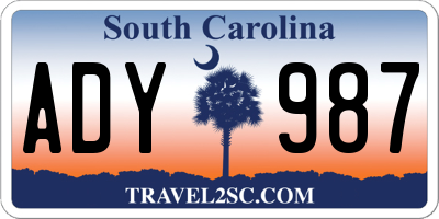 SC license plate ADY987