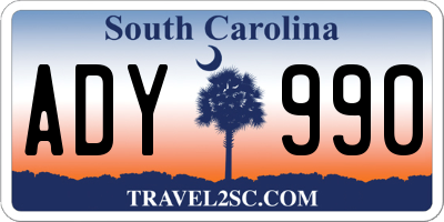 SC license plate ADY990
