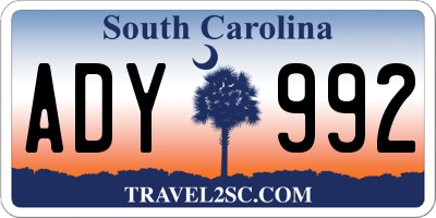 SC license plate ADY992