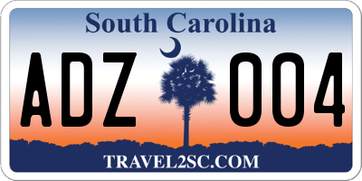 SC license plate ADZ004