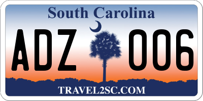 SC license plate ADZ006