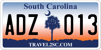 SC license plate ADZ013