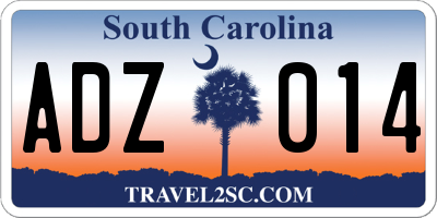 SC license plate ADZ014