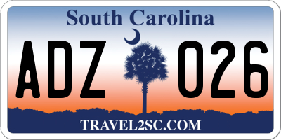 SC license plate ADZ026