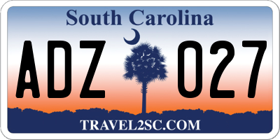 SC license plate ADZ027