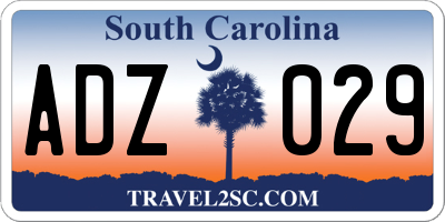SC license plate ADZ029