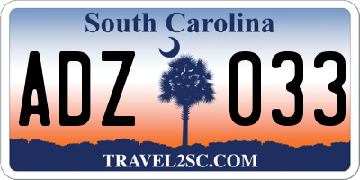 SC license plate ADZ033