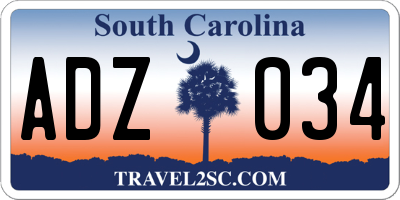 SC license plate ADZ034