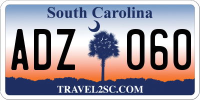 SC license plate ADZ060