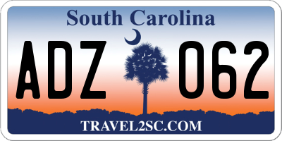SC license plate ADZ062