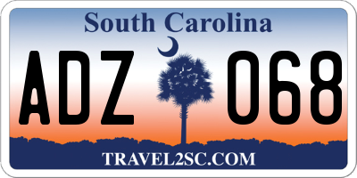 SC license plate ADZ068