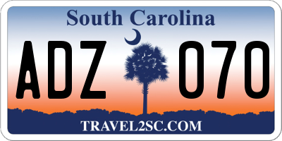 SC license plate ADZ070