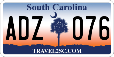 SC license plate ADZ076