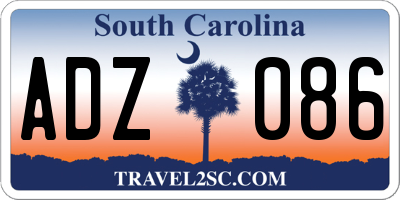 SC license plate ADZ086