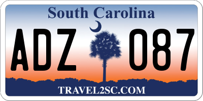 SC license plate ADZ087