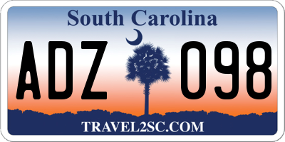 SC license plate ADZ098
