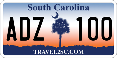 SC license plate ADZ100