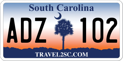 SC license plate ADZ102