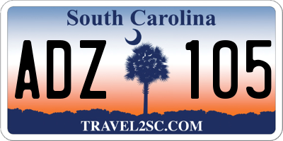 SC license plate ADZ105