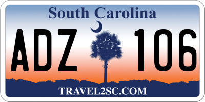 SC license plate ADZ106