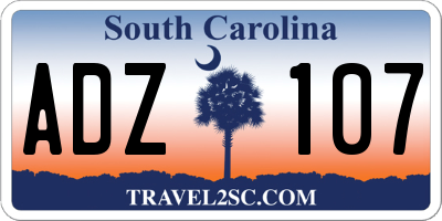 SC license plate ADZ107