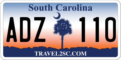 SC license plate ADZ110