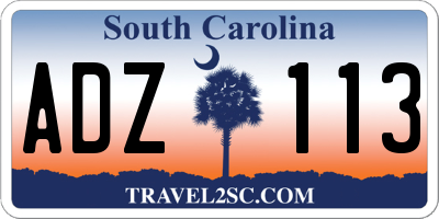 SC license plate ADZ113