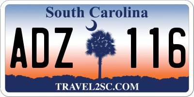SC license plate ADZ116