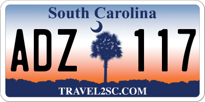 SC license plate ADZ117