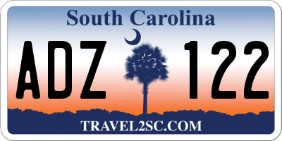 SC license plate ADZ122