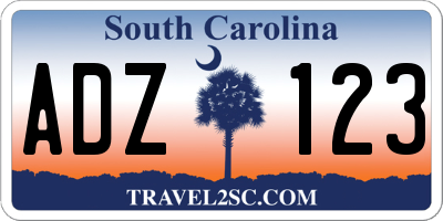SC license plate ADZ123