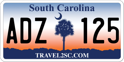 SC license plate ADZ125