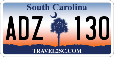 SC license plate ADZ130