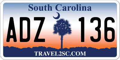 SC license plate ADZ136