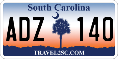 SC license plate ADZ140