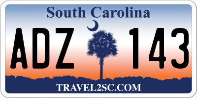 SC license plate ADZ143