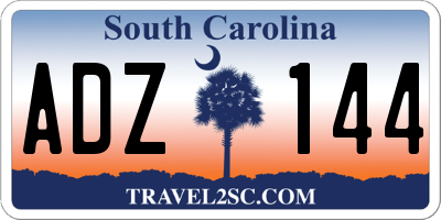 SC license plate ADZ144