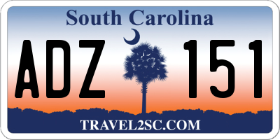 SC license plate ADZ151