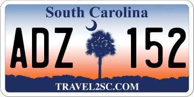 SC license plate ADZ152